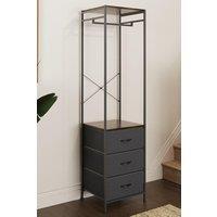 FWStyle Walnut Effect 3 Drawer Storage Unit With Hanging Rail in Brown