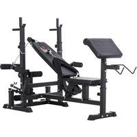 HOMCOM Multi Exercise Full Body Weight Bench with Bench Press & Extension in Black | Size: Standard