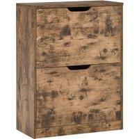 HOMCOM Drawer Shoe Cabinet Industrial Shoe Cupboard w/ Flip Doors for Hallway in Brown