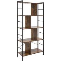 HOMCOM Storage Shelf Bookcase Closet Floor Standing Metal Frame Display Rack in Dark Brown