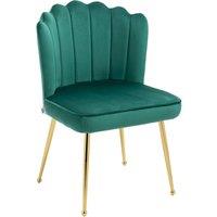 HOMCOM Velvet-Feel Shell Luxe Accent Chair Home Bedroom Lounge Metal Legs in Green