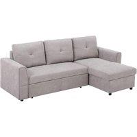 HOMCOM Linen-Look L-Shaped Sofa Bed with Storage Bed Sleeper Flat Studio in Grey