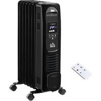 HOMCOM 1500W Oil Filled Radiator, 7 Fin Portable Heater w/ Timer Remote Control in Black