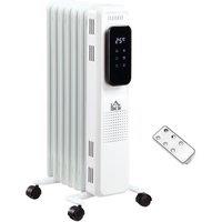 HOMCOM Oil Filled Radiator 7 Fin Portable Heater with Timer Remote Control in White