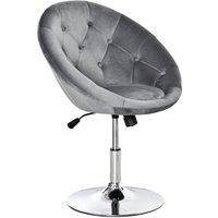 HOMCOM Swivel Dining Height Bar Stool Velvet-Touch Adjustable Height Armless Tub Chair in Grey