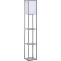 HOMCOM 4-Tier Floor Lamp Standing Lamp with Storage Shelf for Home Office Dorm in Grey