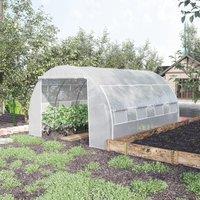 OUTSUNNY Polytunnel Greenhouse with Roll-up Side Walls in White