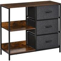 HOMCOM Cabinet Organizer 3 Drawer Chest Dresser Tower w/ 2 Shelves for Bedroom in Black