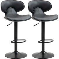 HOMCOM Bar Stools Set of 2 Height Adjustable Swivel Barstool W/ Footrest Kitchen in Grey