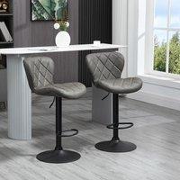 HOMCOM Adjustable Bar Stools Set of 2 Swivel Barstool W/ Footrest Gas Lift for Kitchen in Dark Grey