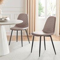 FurnitureboxUK 2x Corona Black Leg Faux Leather Dining Chair in Beige