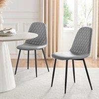FurnitureboxUK 2x Corona Black Leg Faux Leather Dining Chair in Grey