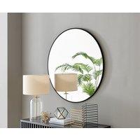 FurnitureboxUK Emma 100cm Large Art Deco Metal Frame Round Hallway Bedroom Dining & Living Room Wall Mirror in Black