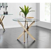 FurnitureboxUK Novara 100cm Round 4-Seater Glass & Metal Starburst Dining Table in Gold