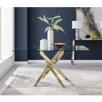 FurnitureboxUK Leonardo 150cm 6-Seater Glass & Chrome Metal Starburst Dining Table in Gold