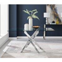 FurnitureboxUK Leonardo 150cm 6-Seater Glass & Chrome Metal Starburst Dining Table in Silver