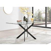 FurnitureboxUK Leonardo 150cm 6-Seater Glass & Chrome Metal Starburst Dining Table in Black
