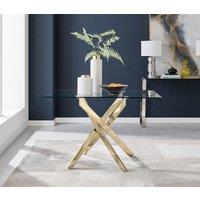 FurnitureboxUK Leonardo 120cm 4-Seater Glass & Chrome Metal Starburst Dining Table in Gold