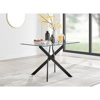 FurnitureboxUK Leonardo 120cm 4-Seater Glass & Chrome Metal Starburst Dining Table in Black