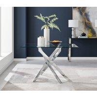 FurnitureboxUK Leonardo 120cm 4-Seater Glass & Chrome Metal Starburst Dining Table in Silver