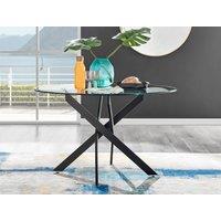 FurnitureboxUK Novara 120cm Round 6-Seater Glass & Metal Starburst Dining Table in Black