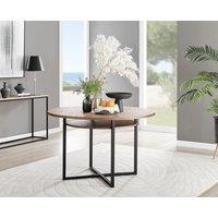 FurnitureboxUK Adley Round 120cm Dining Table With Storage Shelf in Brown