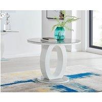 FurnitureboxUK Giovani 100cm 4-Seater Round High Gloss & Glass Dining Table in Grey
