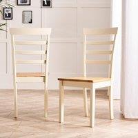 FurnitureboxUK Set of 2 Whitby Solid Wood Dining Chairs in Cream