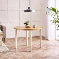 FurnitureboxUK Salcombe Round 4-Seater Solid Wood Dining Table In Cream with Oak Colour Top