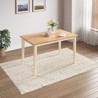 FurnitureboxUK Salcombe Small Rectangular Solid Wood Dining Table With Cream Legs & Oak Effect Top in Light Oak