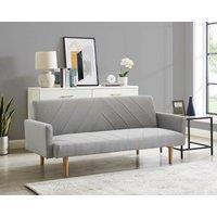 Home Detail Ryan Fabric Sofa Bed With V-Shaped Fabric Detail Square Armrests & Wooden Legs in Light Grey