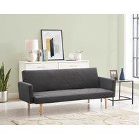 Home Detail Ryan Fabric Sofa Bed With V-Shaped Fabric Detail Square Armrests & Wooden Legs in Dark Grey