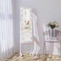HOMCOM Freestanding LED Mirrored Jewelry Cabinet Warm White