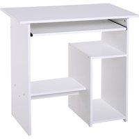 HOMCOM Compact Small Computer Table Wooden Desk Keyboard Tray Storage in White