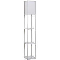 HOMCOM 4-Tier Floor Lamp Standing Lamp with Storage Shelf for Home Office Dorm in White