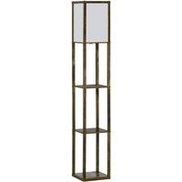HOMCOM Floor Lamp Reading Lamp with 3-Tier Storage Shelf for Home Office in Brown