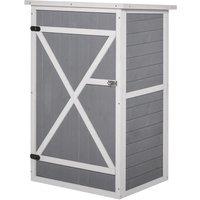 OUTSUNNY Garden Shed Wooden Garden Tool Storage Shed w/ 2 Shelves 75 x 56 x115cm in Grey | Size: 75 x 56 x115 cm
