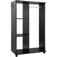 HOMCOM Rolling Open Wardrobe Hanging Rail Storage Shelves for Clothes in Black