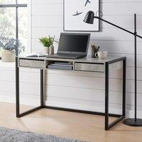 Home Source Office Computer Desk Laptop Workstation 2 Drawer Shelf Storage in Grey
