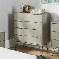 Home Source Chest of 4 Drawers Clothing Cabinet Storage Organiser Bedroom in Grey