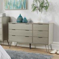 Home Source Industrial Wood Chest 6 Drawers Cabinet Organiser Bedroom Storage in Grey