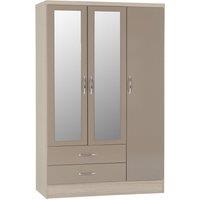 Seconique Nevada 3 Door 2 Drawer Mirrored Wardrobe in Taupe