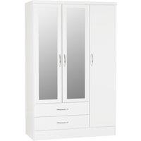 Seconique Nevada 3 Door 2 Drawer Mirrored Wardrobe in White