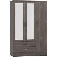 Seconique Nevada 3 Door 2 Drawer Mirrored Wardrobe in Black