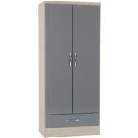 Seconique Nevada 2 Door 1 Drawer Wardrobe in Grey