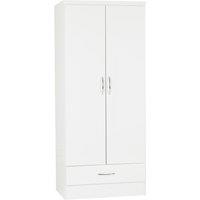 Seconique Nevada 2 Door 1 Drawer Wardrobe in White