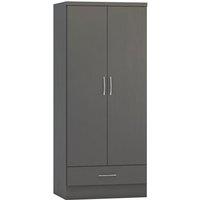 Seconique Nevada 2 Door 1 Drawer Wardrobe in Dark Grey