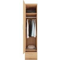 Seconique Nevada 1 Door 1 Drawer Wardrobe in Light Oak