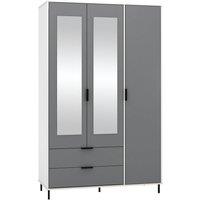 Seconique Madrid 3 Door 2 Drawer Mirrored Wardrobe in Grey