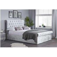 Birlea Grey Fabric Ottoman Bed Frame Storage Sienna Crushed Velvet in Metallic Silver | Size: Small Double